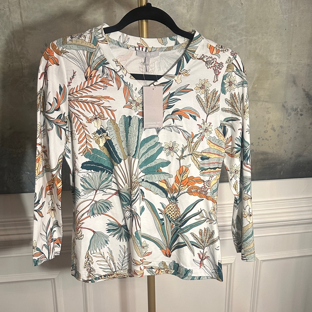 Hinson Wu Tropical Print 3/4 Sleeve Women's Tee